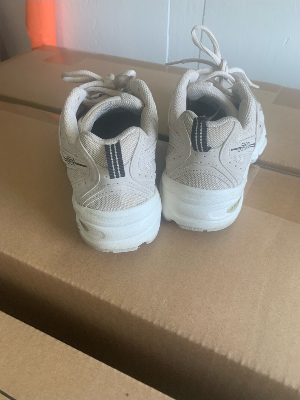New Balance White and Gray Walking Sneakers - Picture 4 of 7